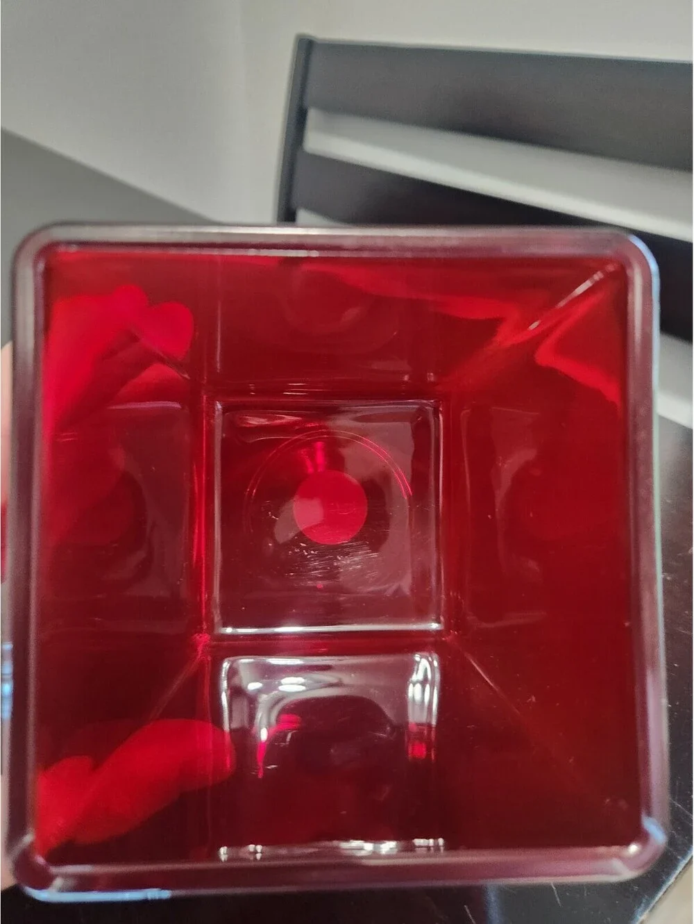 Teleflora Red & Clear Square Glass Flower Vase Made in Poland